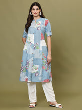 Printed Cotton Blend Kurta With Pants